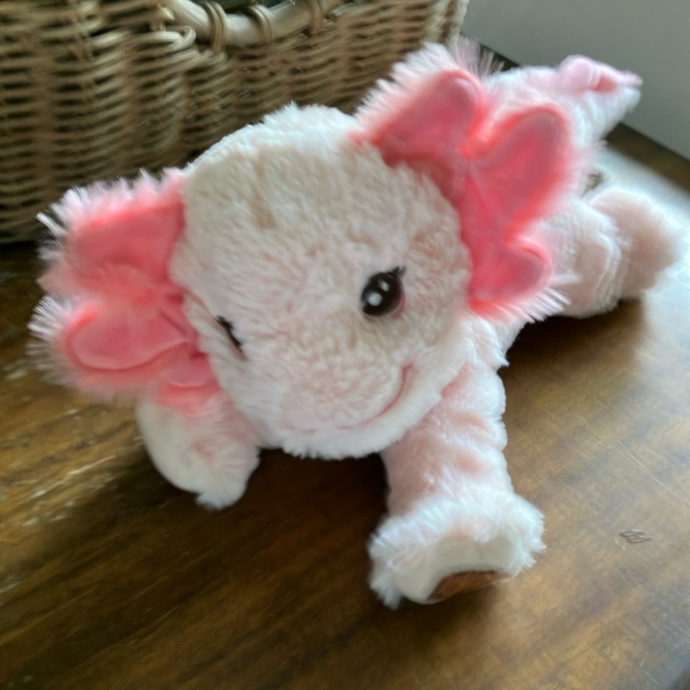 Charming Pink and White Plush Axolotl